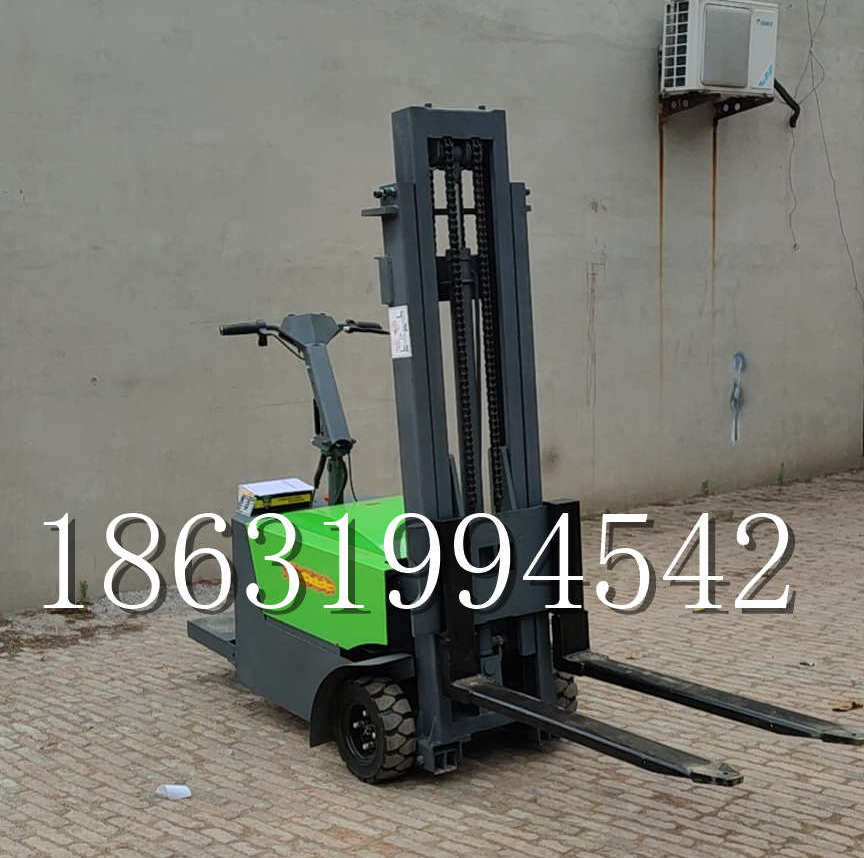 项城市优程全电动叉车插腿式堆高车液压装卸车1.5吨升高小型站驾式铲车